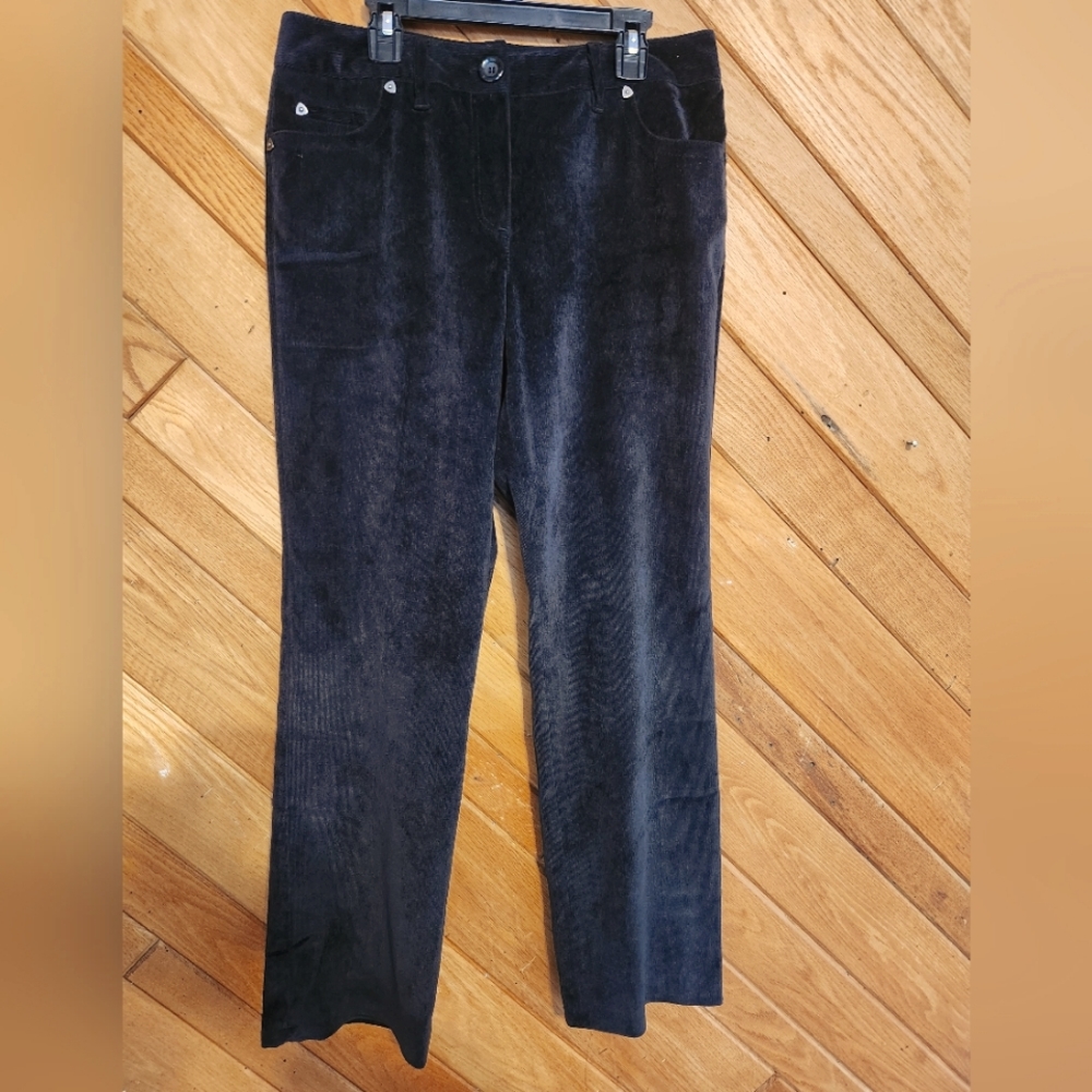 Larry Levine petite 8p black velvet straight pants